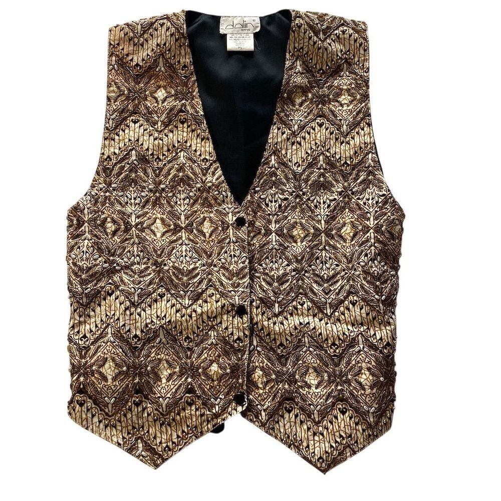 Vintage‎ Dalin Women's Multicolor Vest Size P Small Button Front Handmade